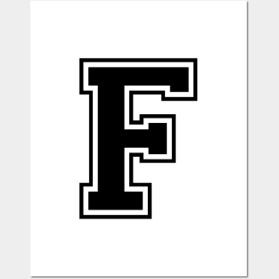 Initial Varsity Style Letter F Design - Black text Posters and Art